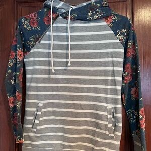 Striped Floral Hoodie